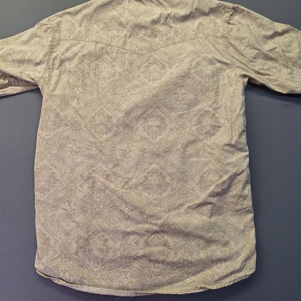 Larry Mahan Mens Paisley Western Pearl Snap Shirt Tan Short Sleeve Small cowboy - Picture 8 of 11
